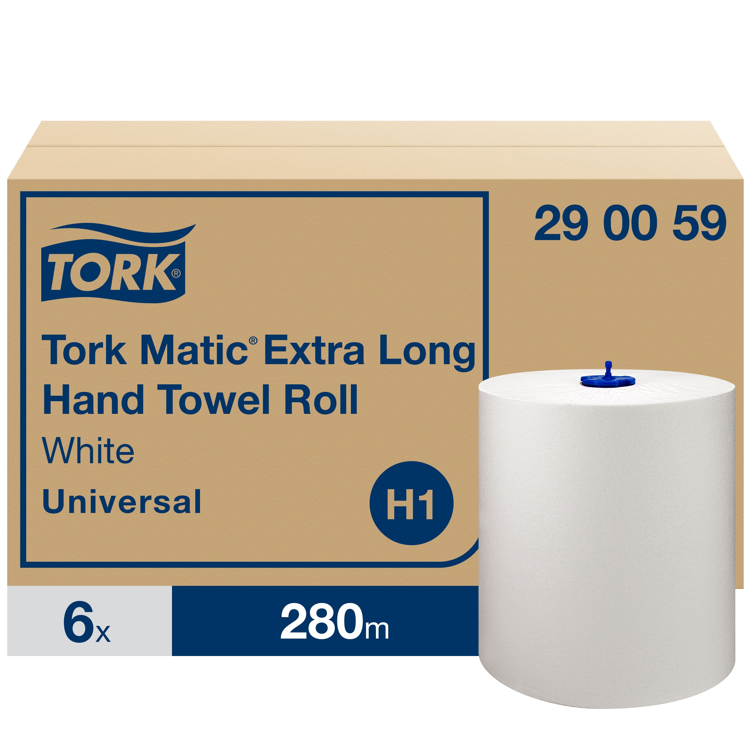 Tork H1 Universal Håndklæderulle Extra Lang H1 Hvid 6 Rl/krt.