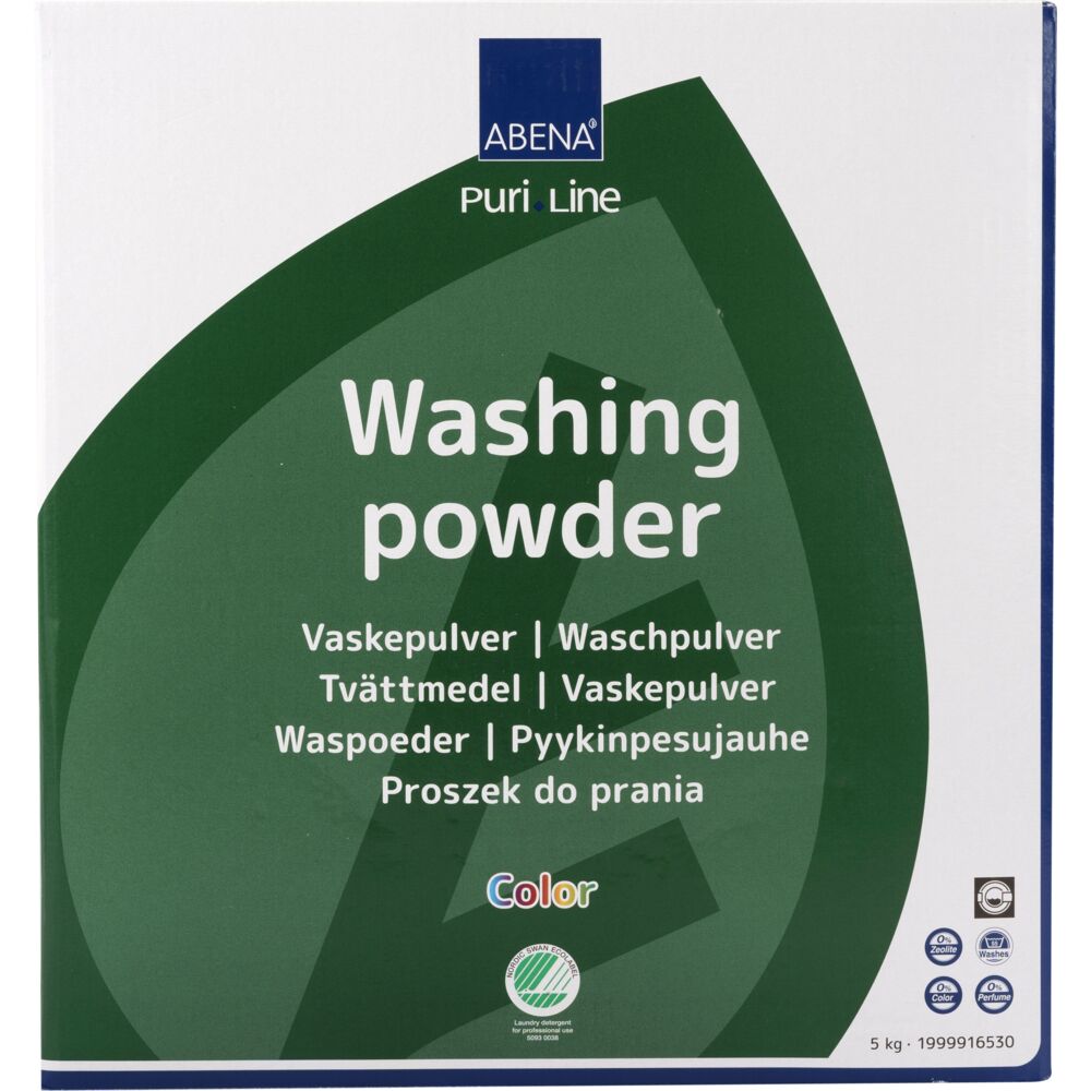 Abena Vaskepulver Puri-Line Svanemrk. kulørt og hvidt u/farve og parfume - 5 kg