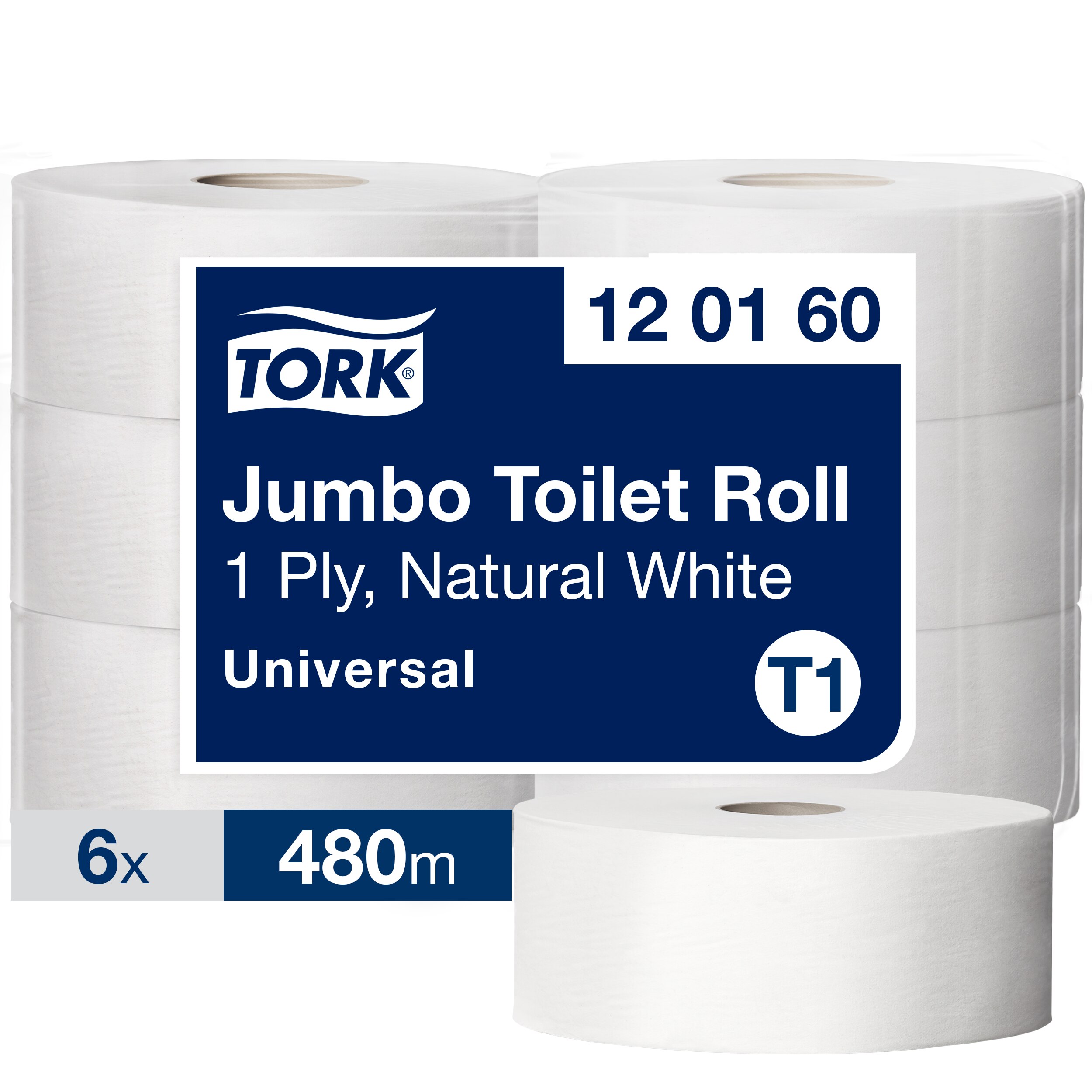 Tork T1 Jumbo Toiletpapir Universal 2-lag Natur - 6 rl/krt.