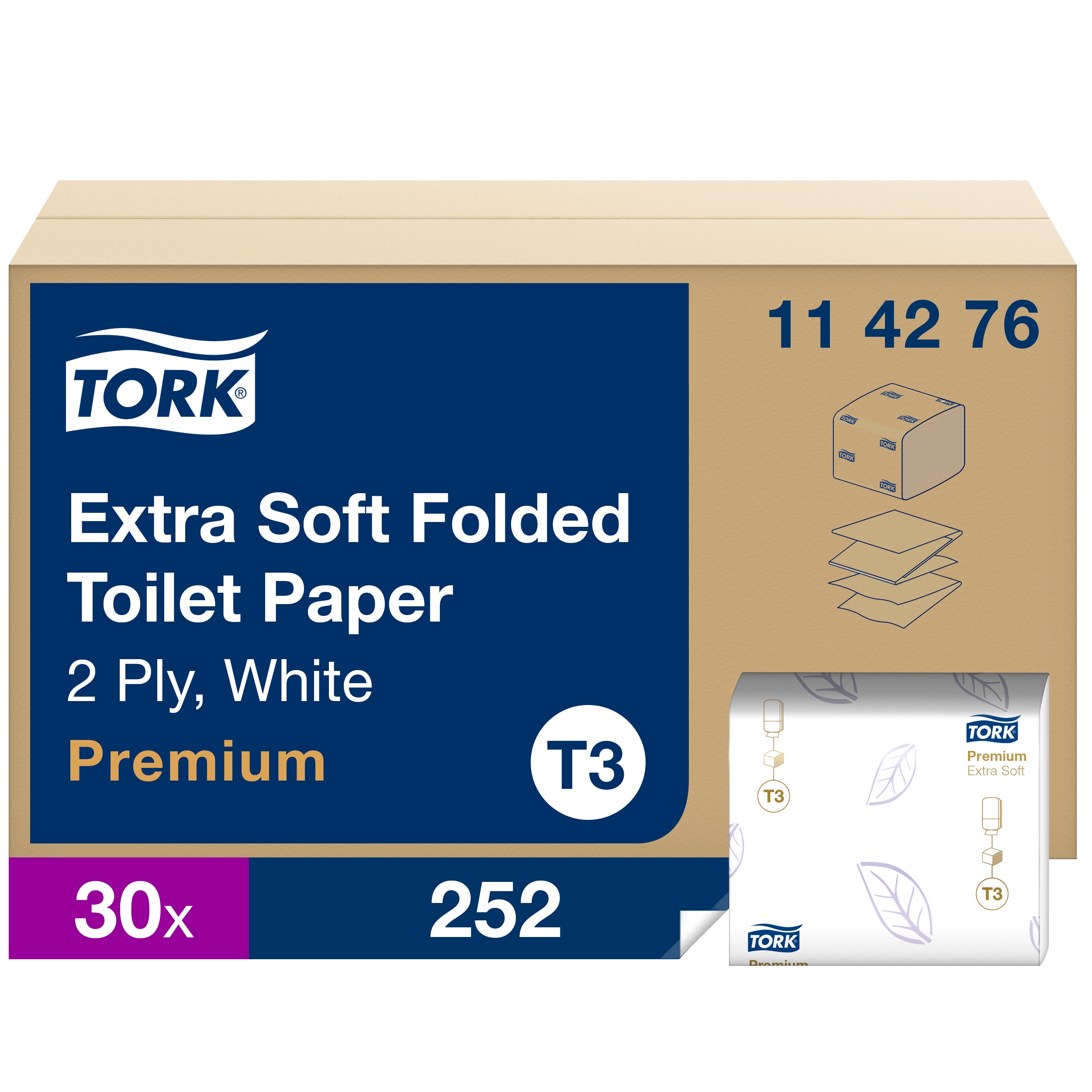 Tork T3 Toiletpapir Soft Hvid 2-lag - 30 pk. x 252 Stk/krt.