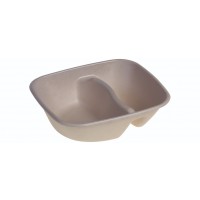 Sukkerrørsfiber Bakke Bio Coated 2-rum 900 ml - 100 stk/pk
