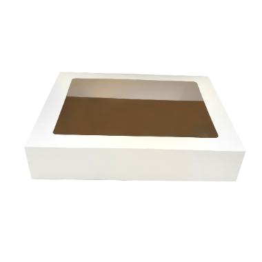 Kageæske hængslet låg m/ rude 500 x 360 x 105 mm Hvid - 10 stk/krt