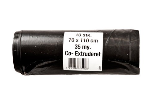 Affaldssække 100 L, 700x1100mm 35 my, sort - 20 rl/krt