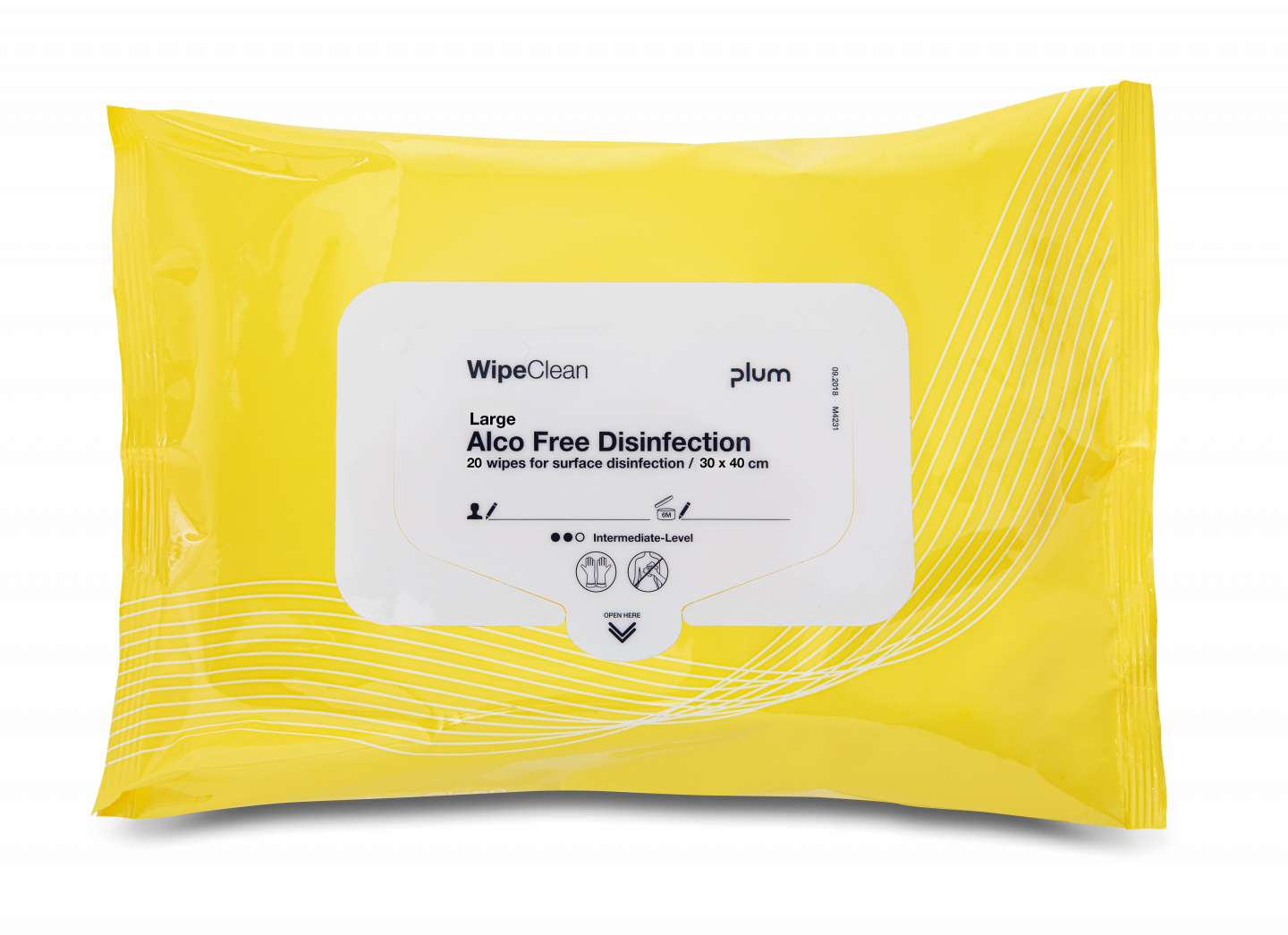 Plum Alco-Free Desinfektion Wipe, large 40x30 cm, 20 stk/pk