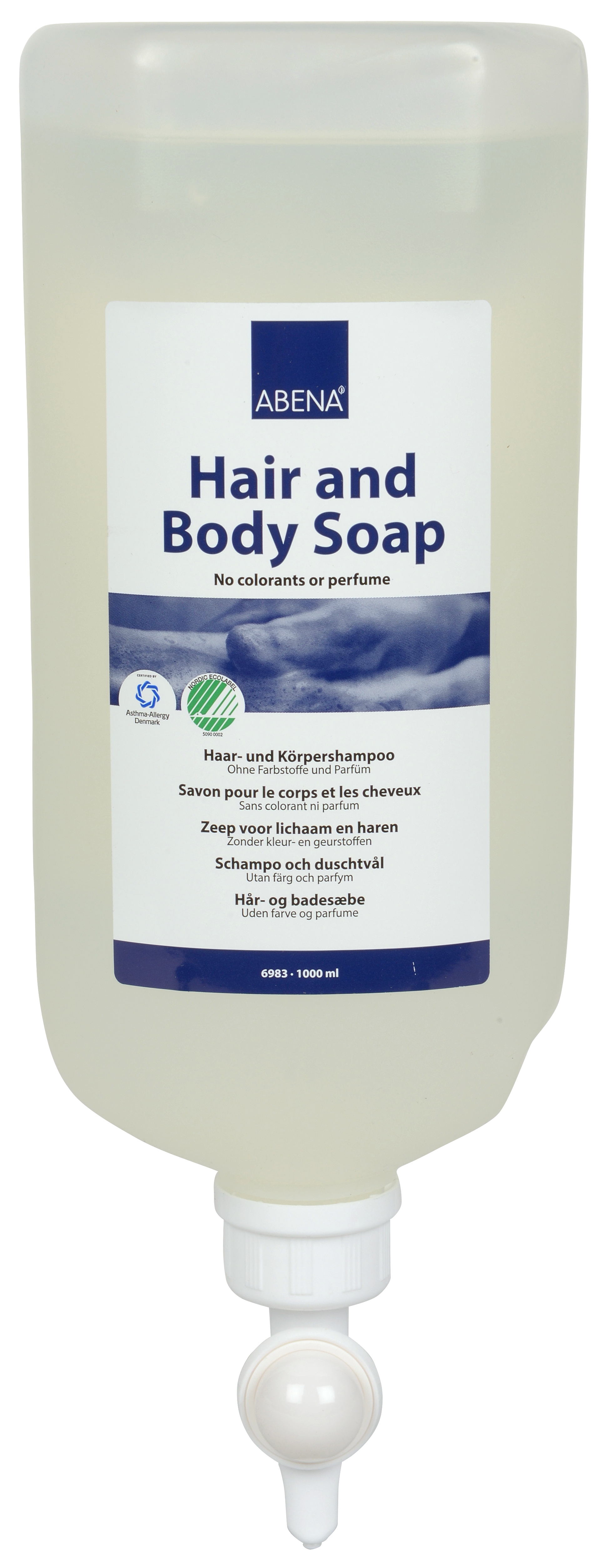 Hår og bodyshampoo, uden farve og parfume - 1 L/stk