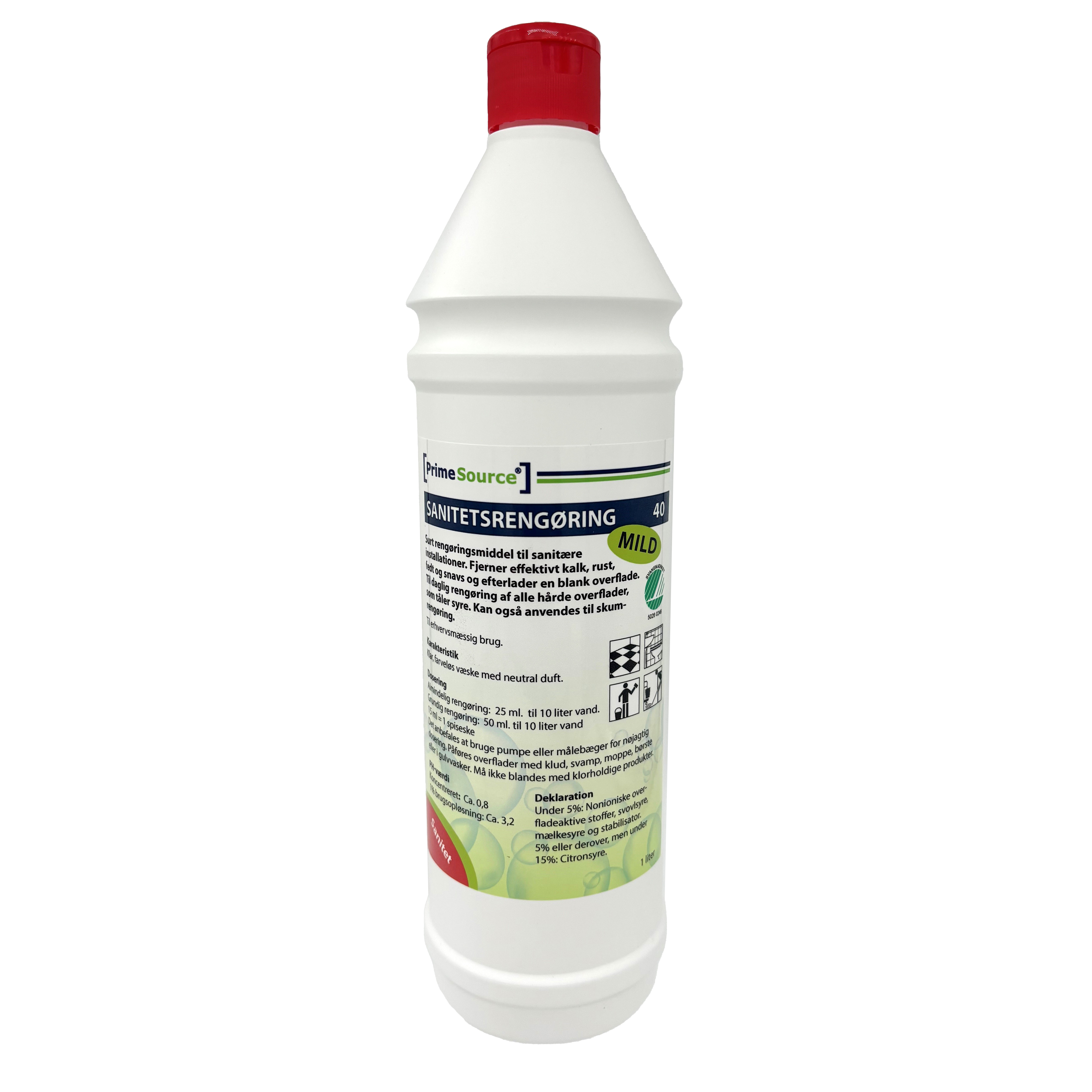 PrimeSource Mild 40 Sanitetsrengøring Svanemærket u/Farve/Parfume - 1 L