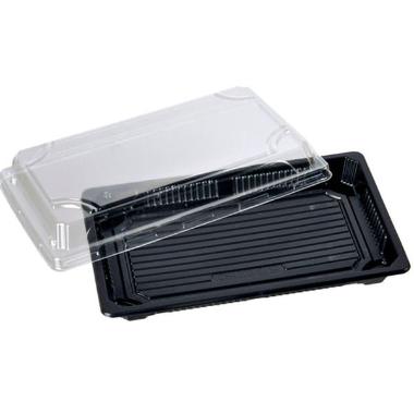 Sushibakke 1-rum 220 x 140 x 40 mm PS Sort/Klar - 4 ps x 100 stk/krt