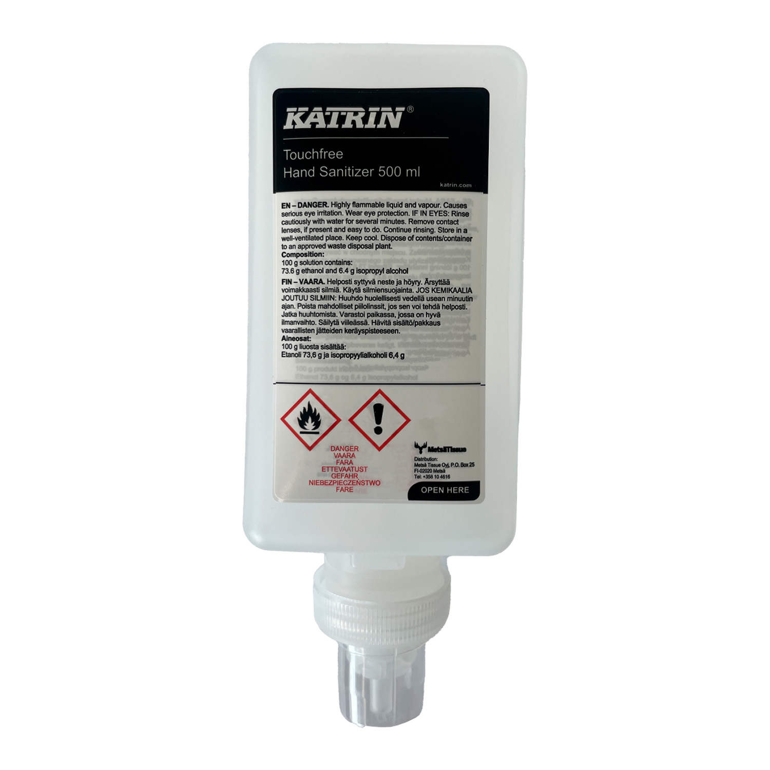 Katrin hånddesinfektion flydende Touchfree 500 ml.