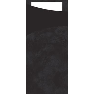 Duni Sachetto 8.5 x 20 cm Sort med Hvid Serviet - 100 stk/pk