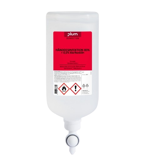Hånddesinfektion flydende Plum 85% ethanol +0.5% klorhexidin til CombiPlum - 1 L