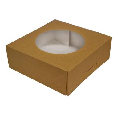Kageæske 230x230x80 mm Hængslet låg Brun/Hvid - 100 stk/krt