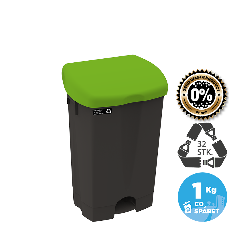 NRW Sort Affaldsspand med pedal 25L, 1 stk Grønt låg