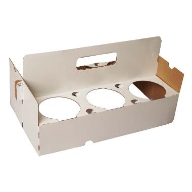 Pap Holder/Bærebakke t/6 øl og 8 shots Hvid - 20 stk/krt