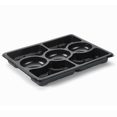 Tapas Bakke 7-rum, 320x250x33 mm, PP Sort - 60 stk/pk
