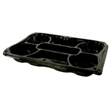 RPET Bakke m. låg 7-rum Sort/Klar 350 x 240 mm - 25 stk/krt