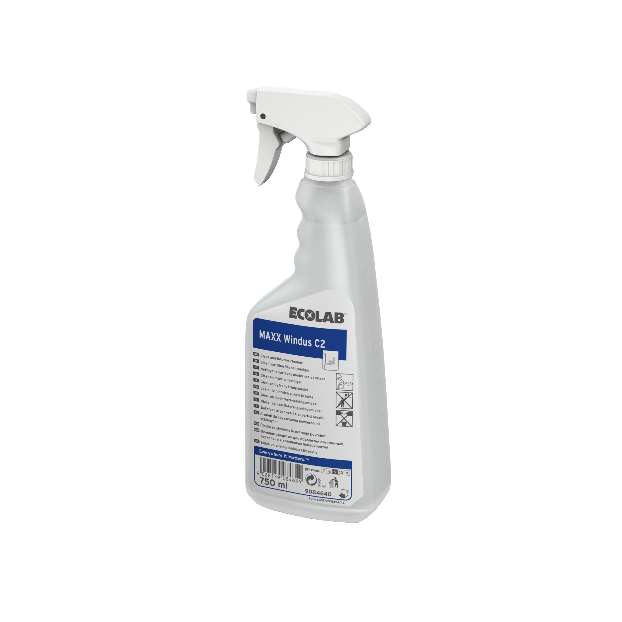 Ecolab Maxx Windus C2 Universal/glasrens Blomstermærket - 12 fl x 750 ml/krt