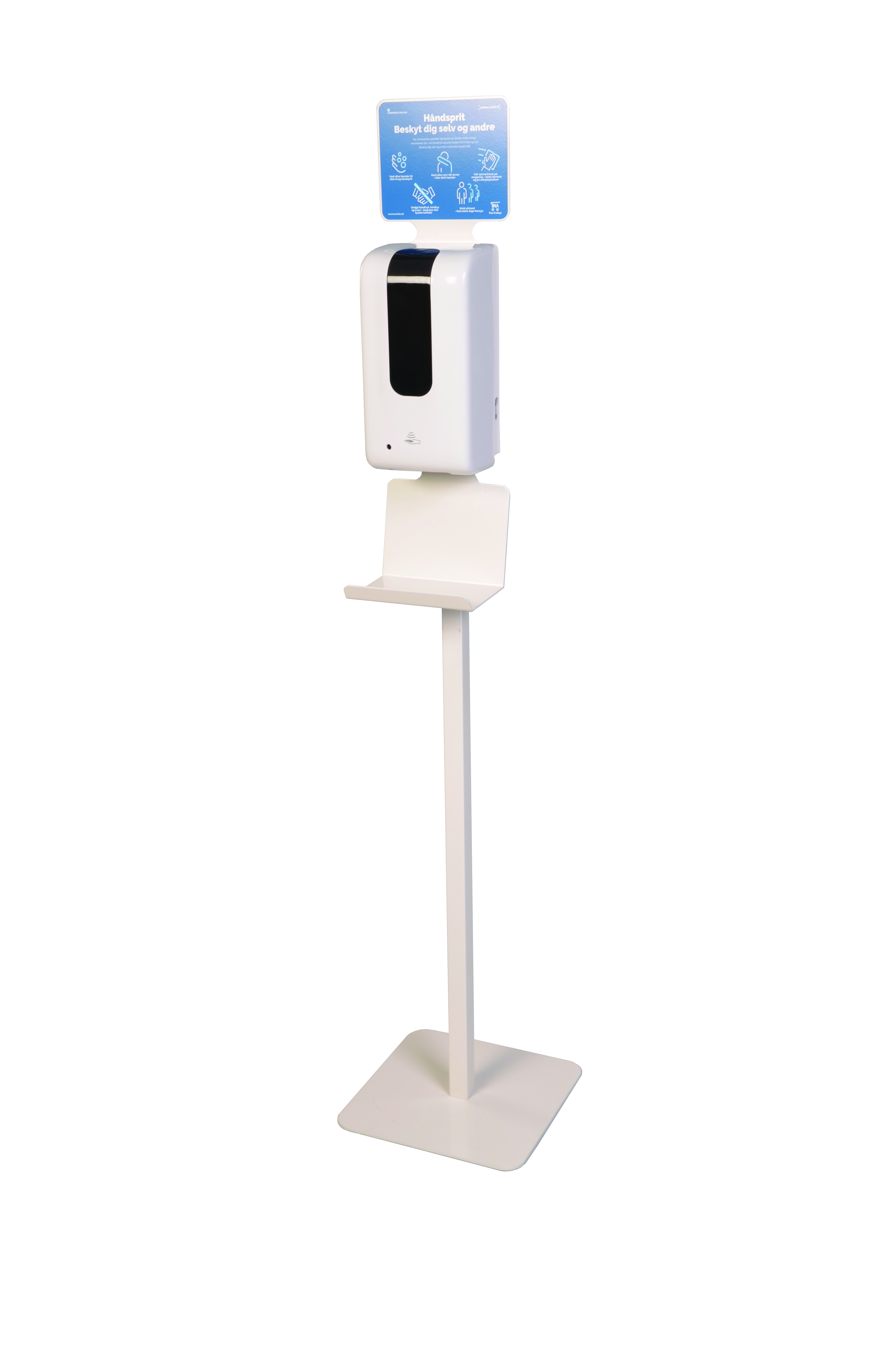 Stander incl. berøringsfri dispenser, hvid - 1 stk