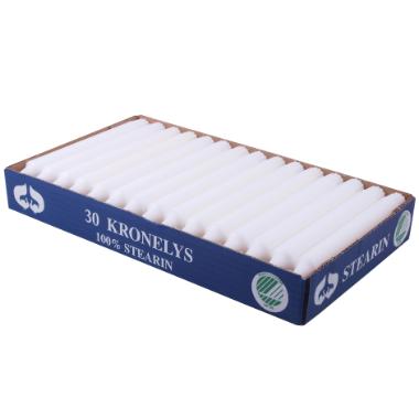Kronelys Ø23 x 200 mm 8 timer Hvid - 30 stk/pk