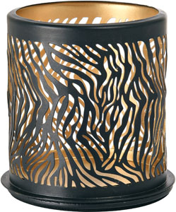 Safari Zebra lysestage 75 x Ø 75 mm Sort - 8 stk/krt