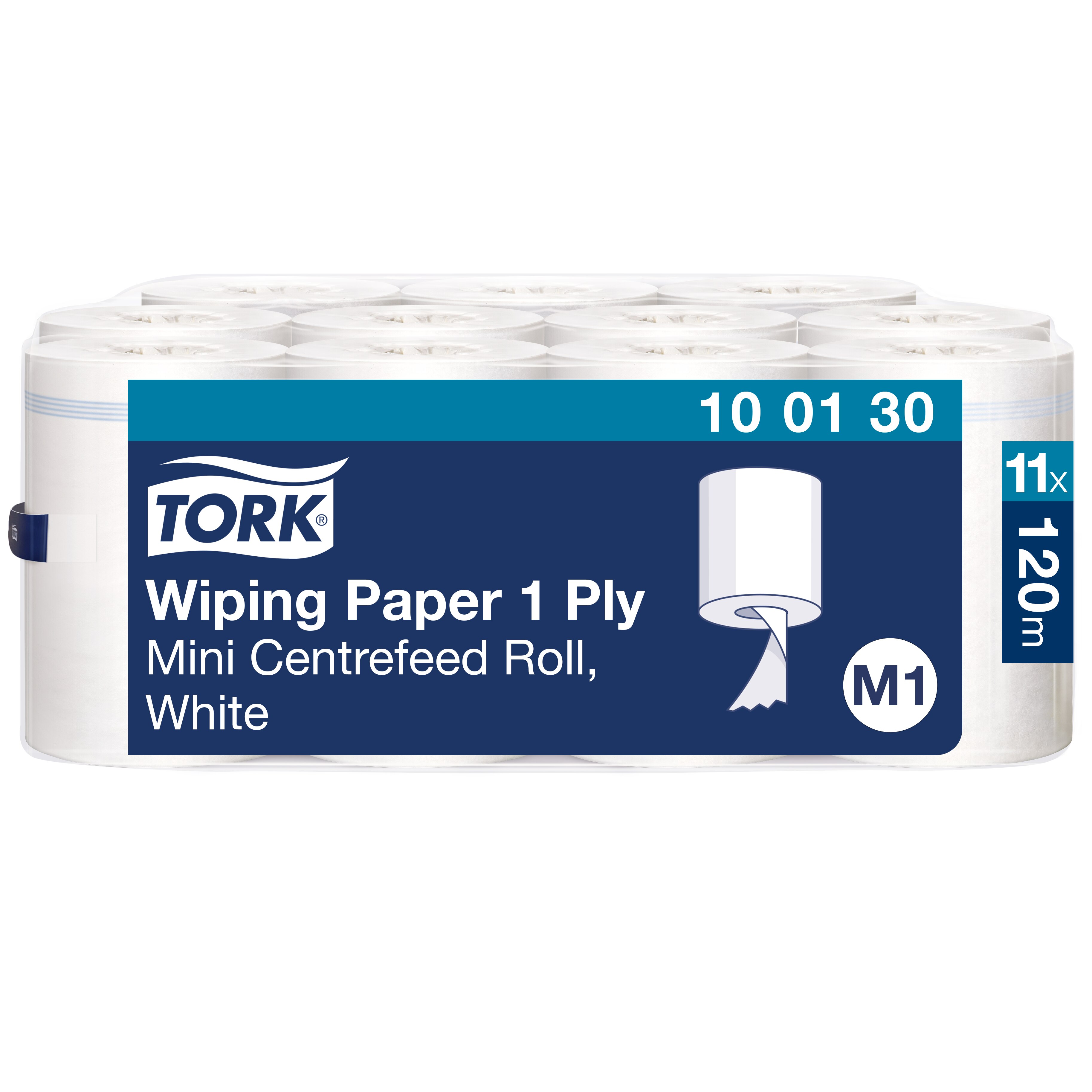 Tork M1 Aftørringspapir Mini Standard 1 lag Hvid - 11 rl/krt