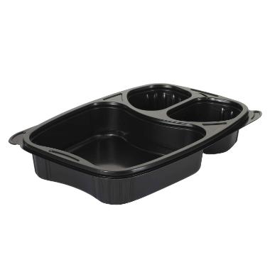 Bakke Bistro 3-rum 885 ml 254 x 174 x 42 mm PP Sort - 6 pk x 50 stk/krt
