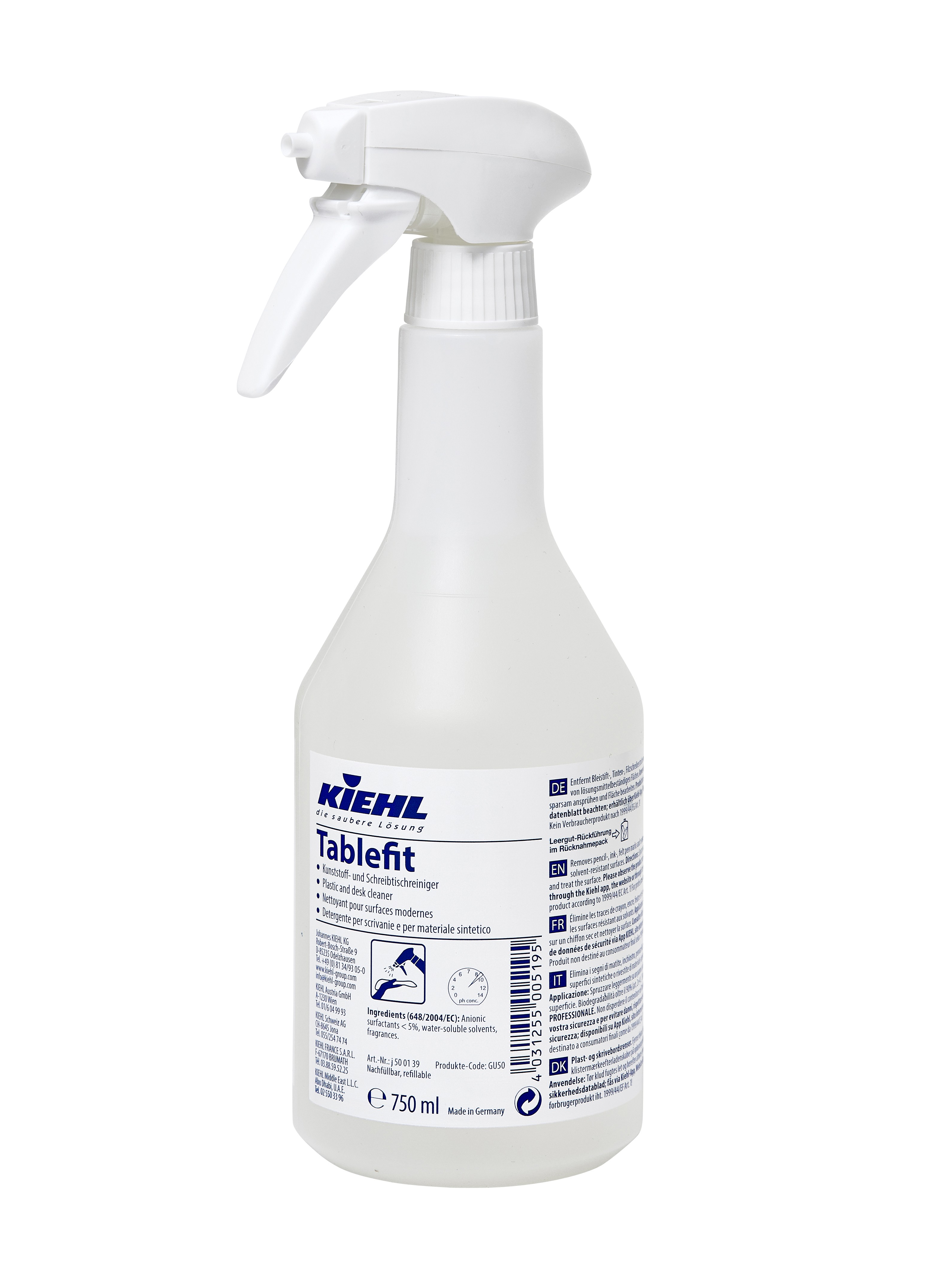 Kiehl Tablefit Plast & Skrivebordsrens - 750 ml