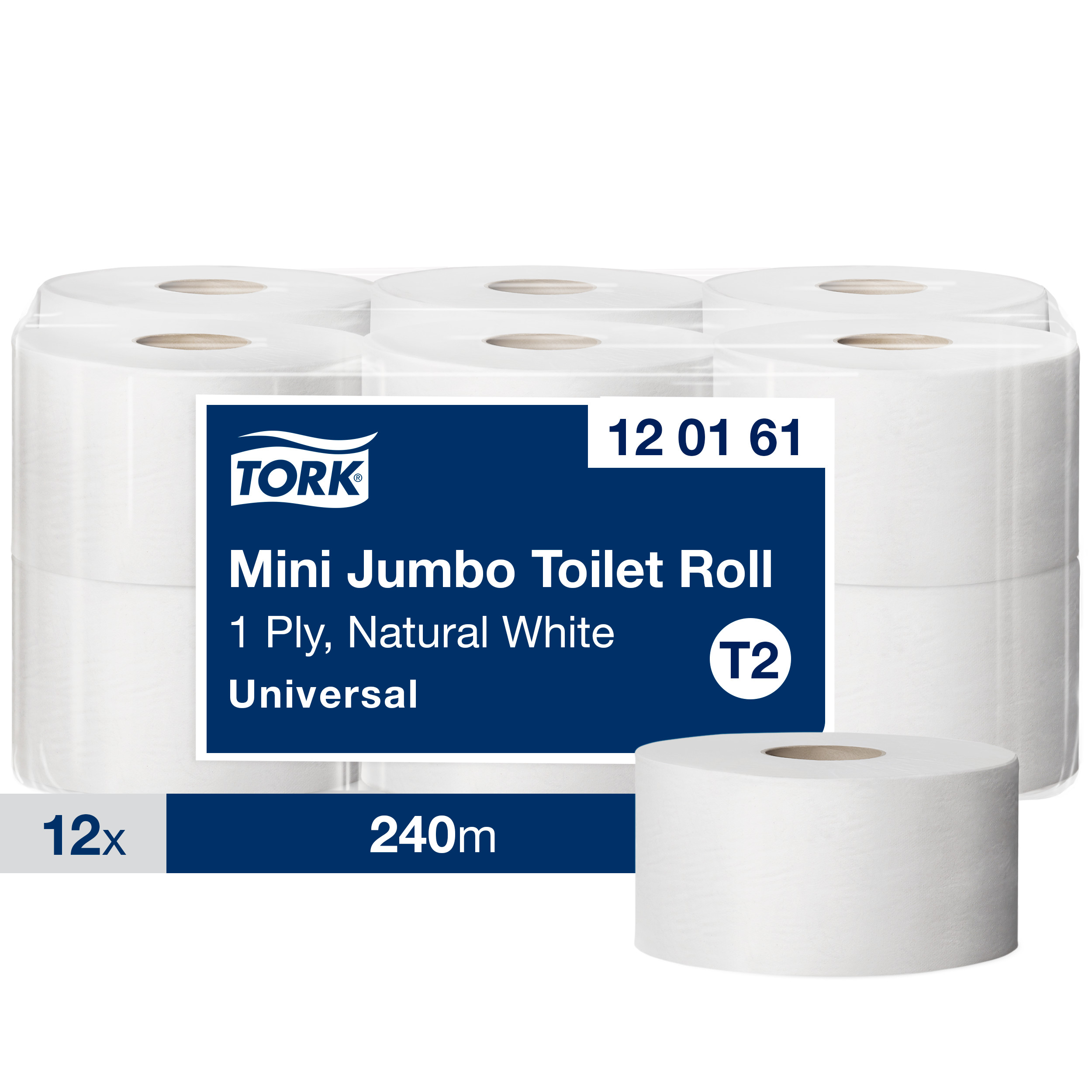 Tork T2 Mini Jumbo Toiletpapir 2-lag Natur - 12 rl/krt