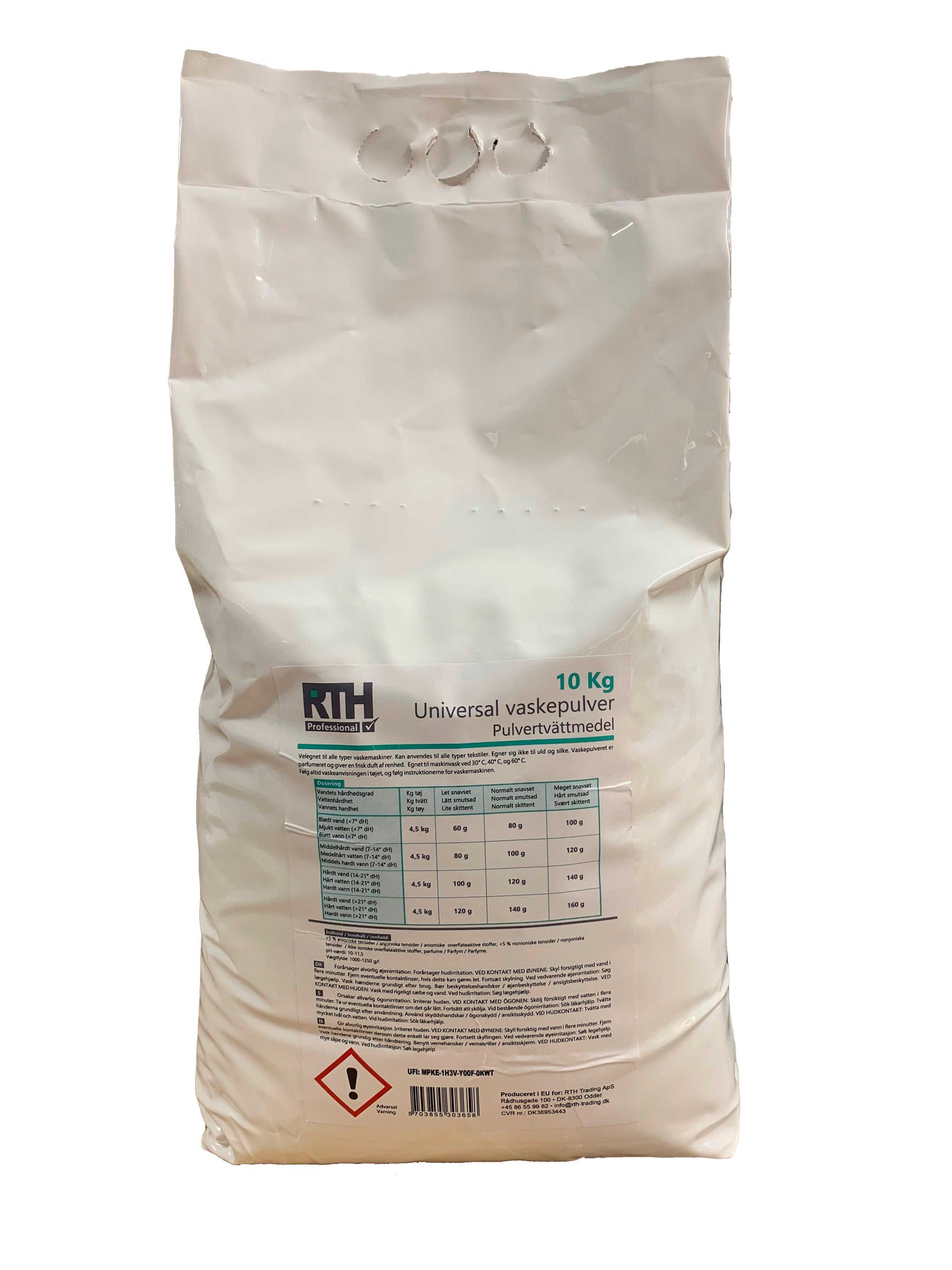 Universal vaskepulver med enzymer og parfume - 10 kg/krt