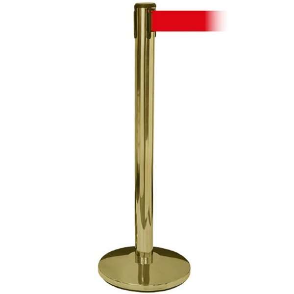 DSI Guld Afspærringsstolpe - 1 Stander med 3 meter rødt bånd, Model 1072
