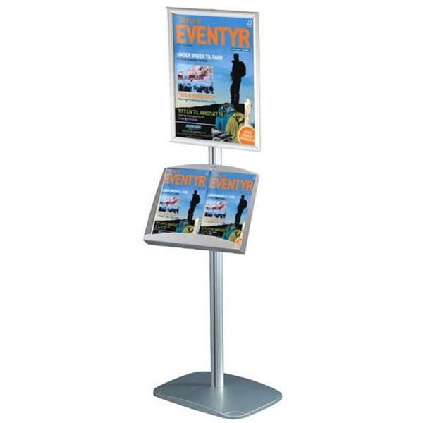 DSI Mini Multi stander 5 - Enkeltsidet A4 Klikramme + A3 Stål hylde, Model 944