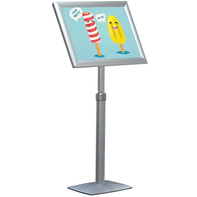 Flex Infostander, regulowany, srebrny, z ramką klikową A2