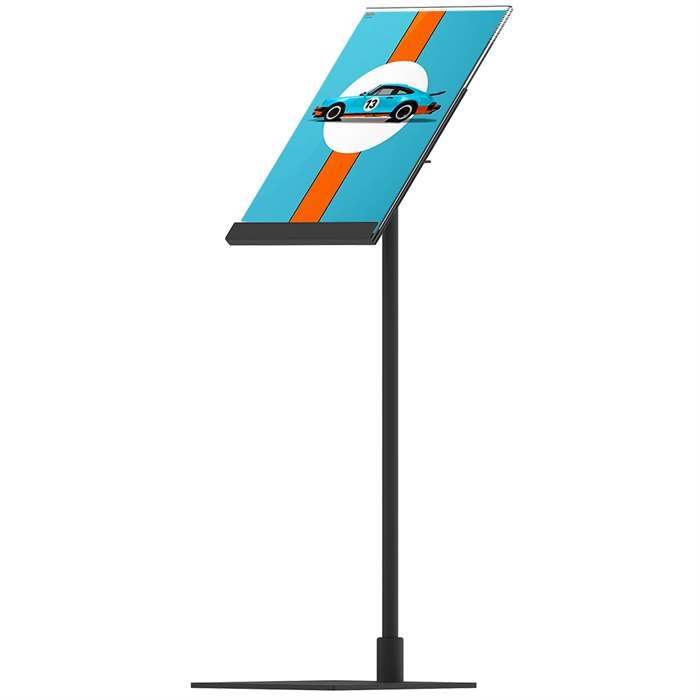 DSI Design Stand, gulv skilt med 50 grader vinklet holder, vertikal A5 akrylholder, Model 877