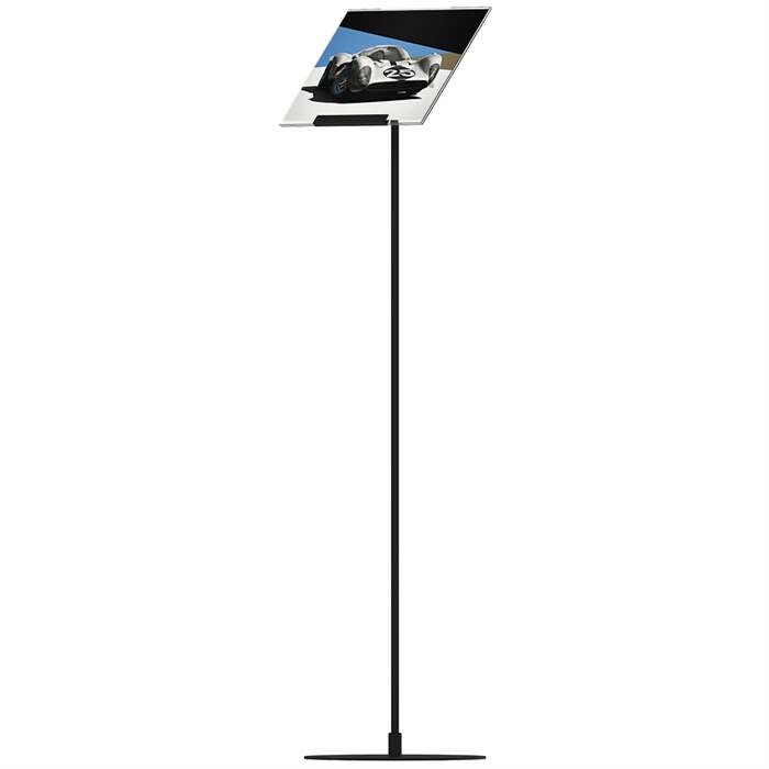 DSI Design Stand, gulv skilt med 50 grader vinklet holder, horisontal A4 akrylholder, Model 877