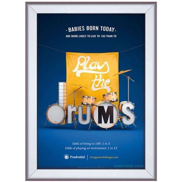 Click frame with 32mm aluminum flat profile, silver - 70x100 cm