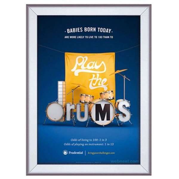 Click frame with 32mm aluminum flat profile, silver - 50x70 cm