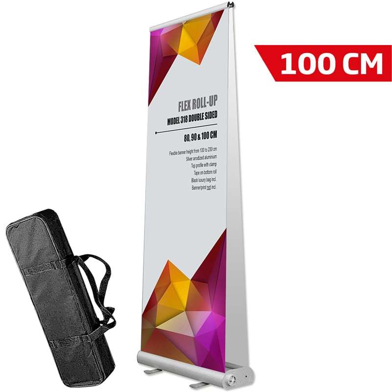 Flex Roll-up, dwustronny, alu/srebrny, 100 x 230 cm, z torbą