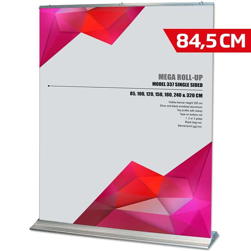Mega Roll-up jednostranná kazeta, stříbrná, 84,5 x 250 cm