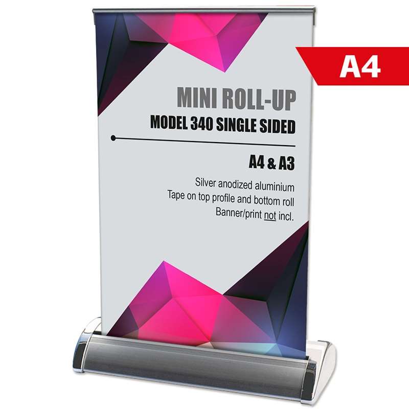 Mini Roll-up, jednostronna kaseta, srebrna, A4