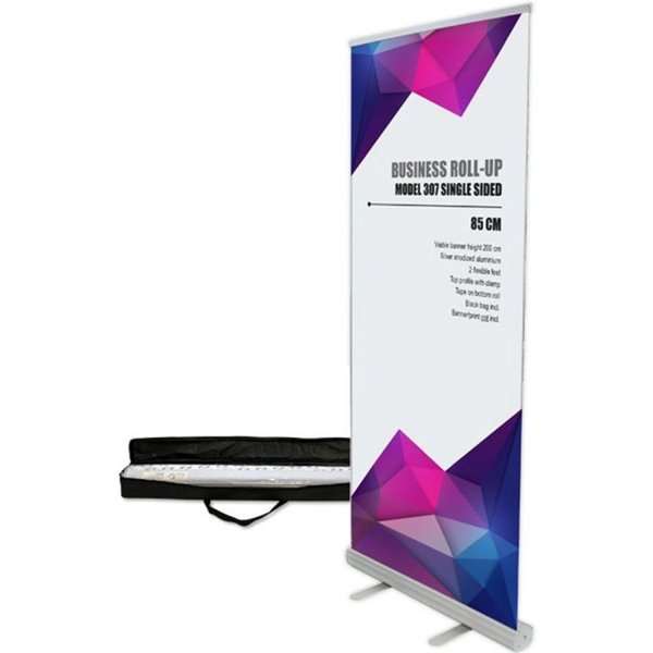 Roll-up de Negócios, cassete de lado único, 85 cm, alumínio em bolsa com zíper ao longo