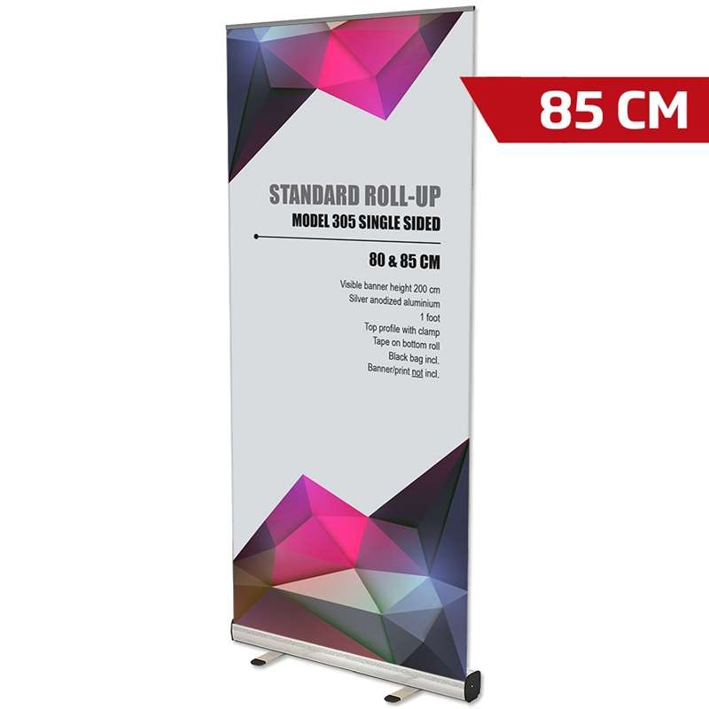 Standard Roll-up cassette, single-sided, aluminum/silver, 85 cm, incl. bag