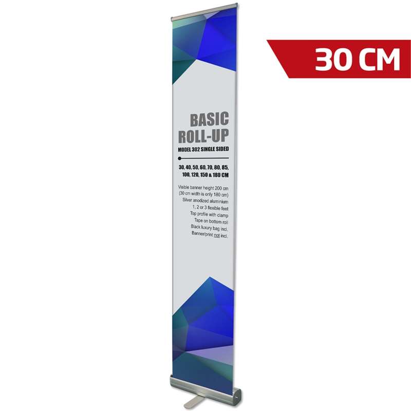 Cassete Roll-up básica, unilateral, alumínio/prata, 30 cm