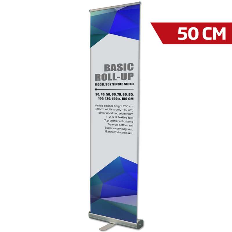 Základní kazetový Roll-up, jednostranný, alu/stříbro, 50 cm