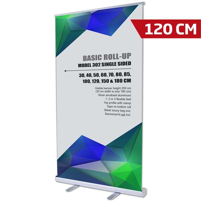 Základní Roll-up kazeta, jednostranná, alu/stříbrná, 120 cm