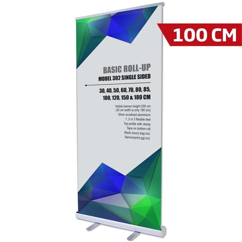 Základní Roll-up kazeta, jednostranná, alu/stříbrná, 100 cm
