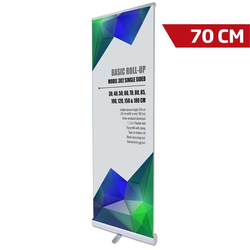 Cassete Roll-up Básica, lado único, alumínio/prata, 70 cm