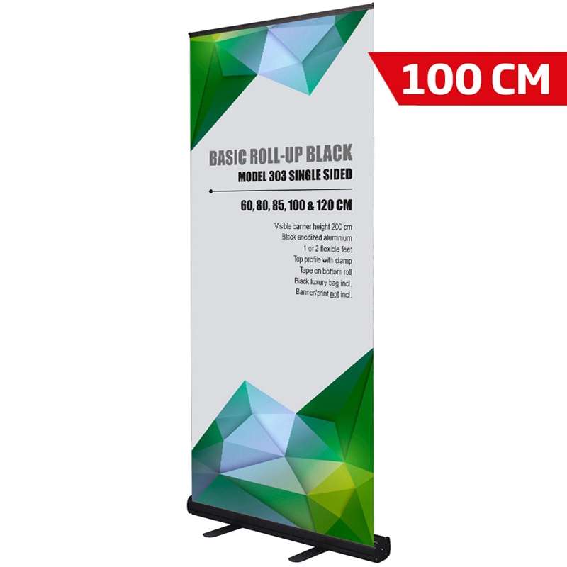 Základní roll-up kazeta, jednostranná, černá, 100 cm