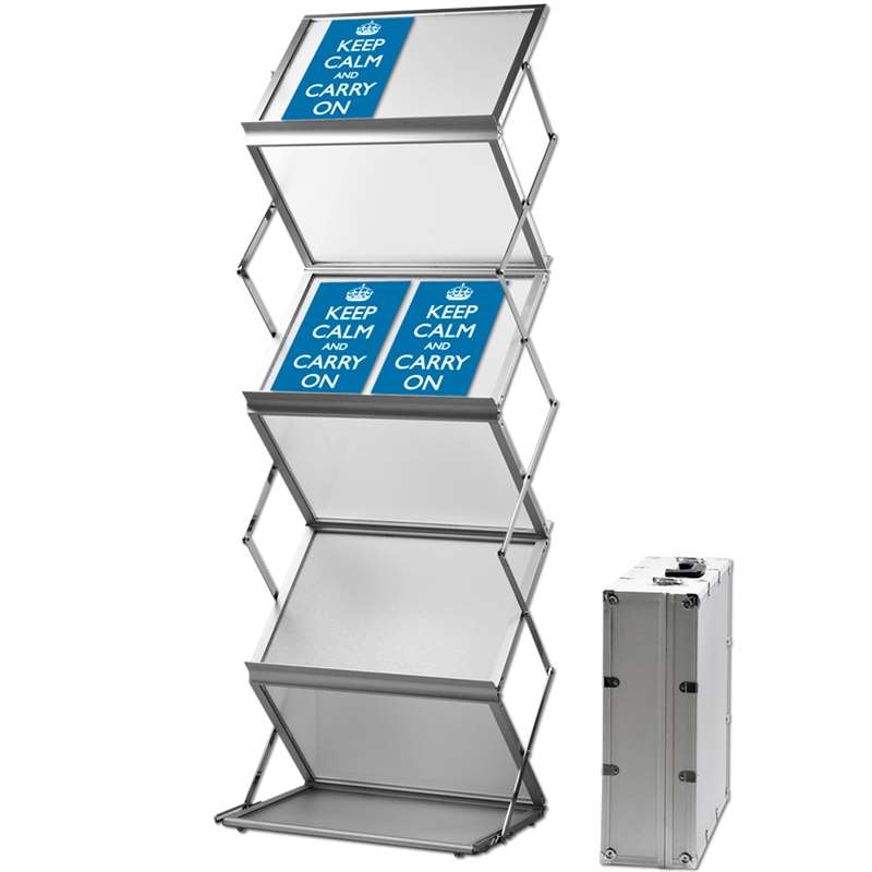 Flex Brochure Stand, aluminum/silver - 6 x A3