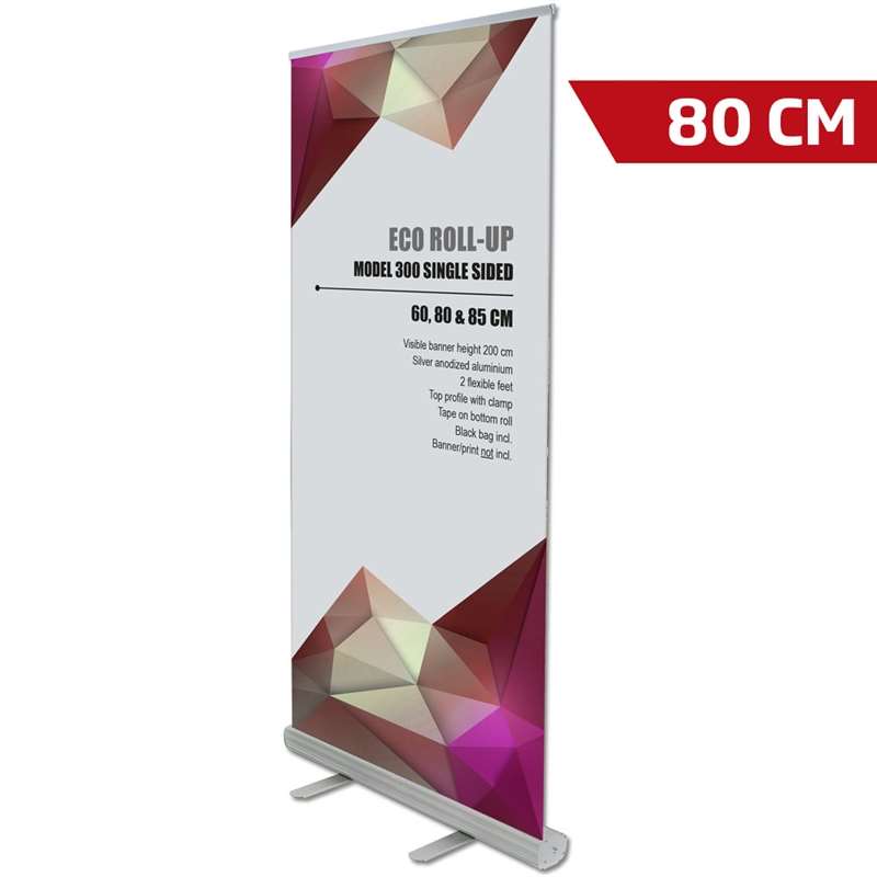 Eco Roll-up Kassette, einseitig, 80 cm, Alu/Silber, inkl. Tasche