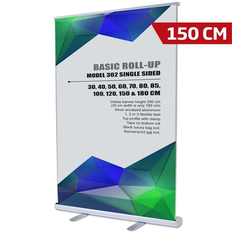 Cassete Roll-up básica, unilateral, alumínio/prata, 150 cm