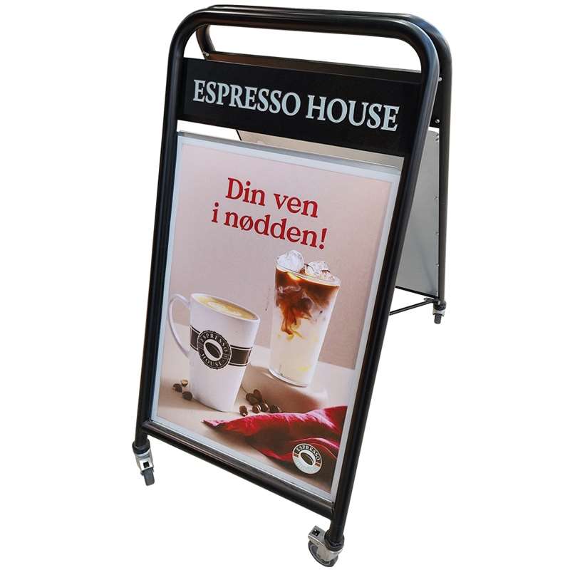 Expo Sign Lux Gehwegaufsteller mit Logo-Platte und Rädern - schwarz - 50 x 70 cm